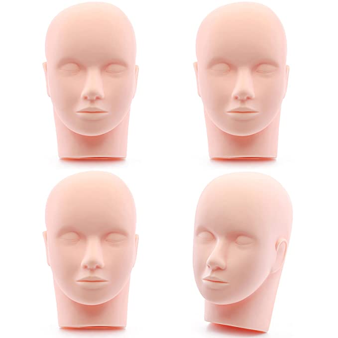 Training Head Rubber Cosmetology Mannequin Doll Face Head For Eyelashes Makeup Massage Practice-