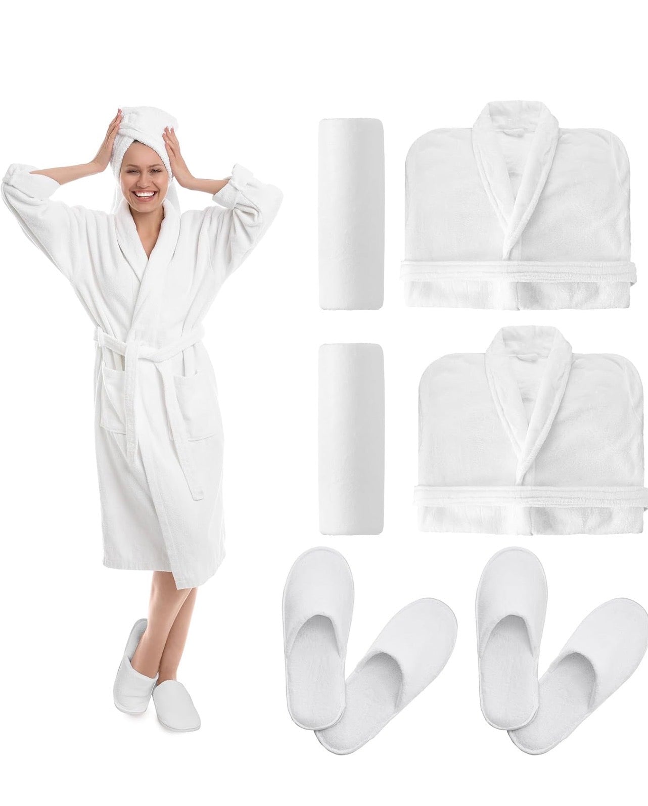 SET DE BATA, TOALLA Y PANTUFLA