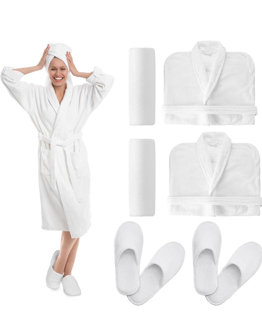 SET DE BATA, TOALLA Y PANTUFLA