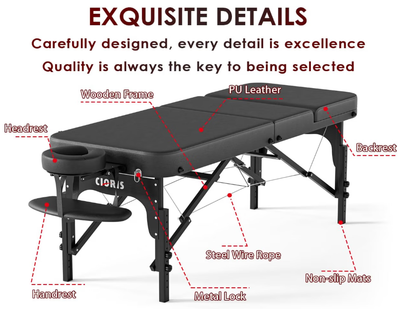 Massage Bed - 3 Section - Portable Hold Up to 1100LBS