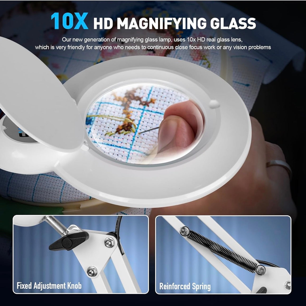 10X Magnifying Glass with Light and Stand