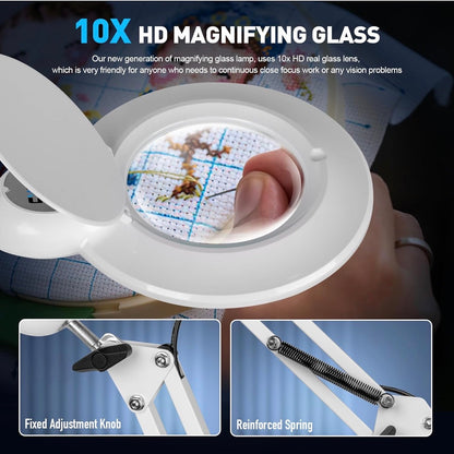 10X Magnifying Glass with Light and Stand