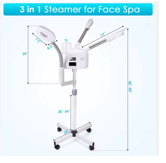 Multifunction Face Steaming Device 3 in 1 Nano Ionic Double Tube