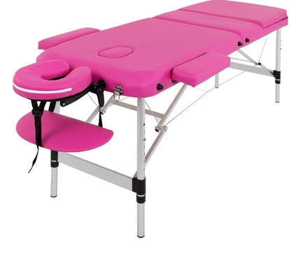 Professional Portable 3-Fold Massage Bed, Spa Beds & Tables (Pink)
