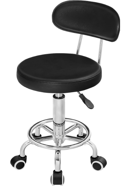 Height Adjustable Rolling Stool, 360° Rotating Drafting Chair