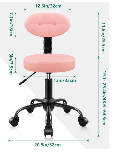 CHAIR Round Stool with Back for Work SPA  Height Adjustable Swivel Stool