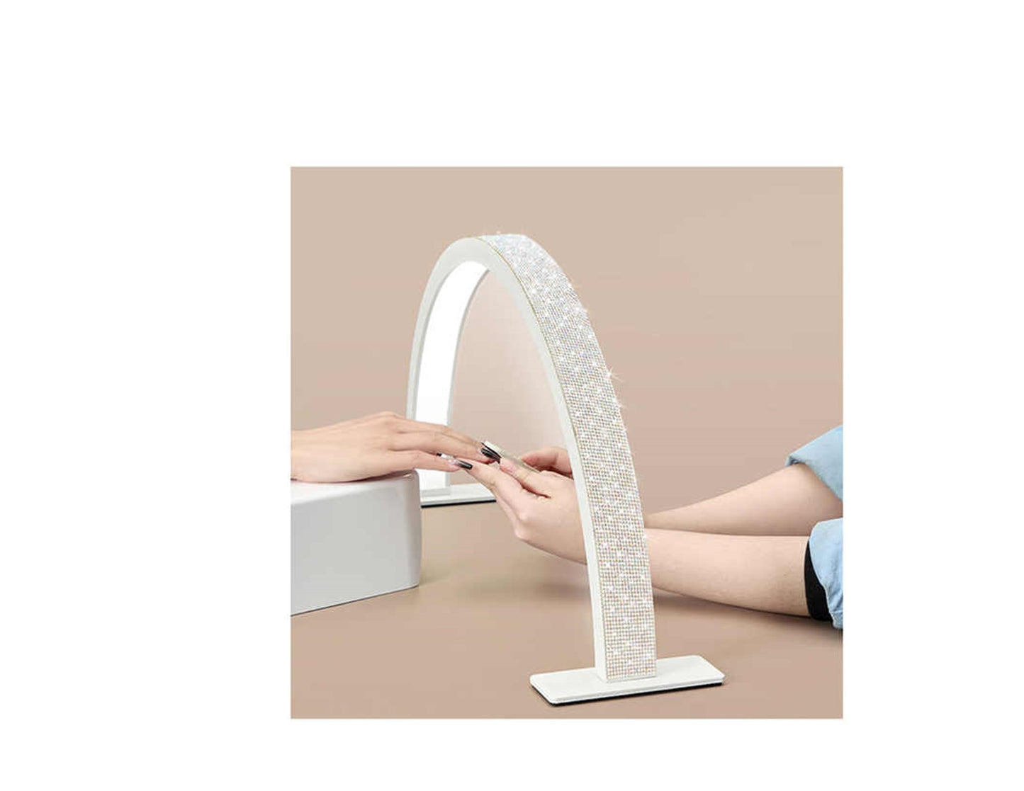 Lampara media Luna - Blanca con Rhinestones