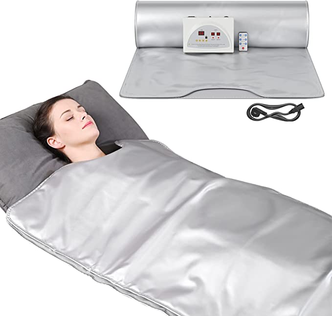Sauna Blanket 2 Zone Controller Body Shaper Professional Sauna Slimming Blanket Detox Therapy Anti Aging Beauty Machine Silver-