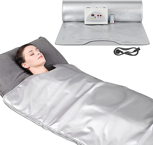 Sauna Blanket 2 Zone Controller Body Shaper Professional Sauna Slimming Blanket Detox Therapy Anti Aging Beauty Machine Silver-