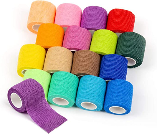 Disposable Cohesive Tattoo Grip Cover Wrap, Self Grip Roll Elastic Bandage Handle Grip Tube-